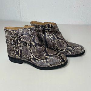 Hush Puppies Snakeskin Print Ankle Booties in Black and Cream